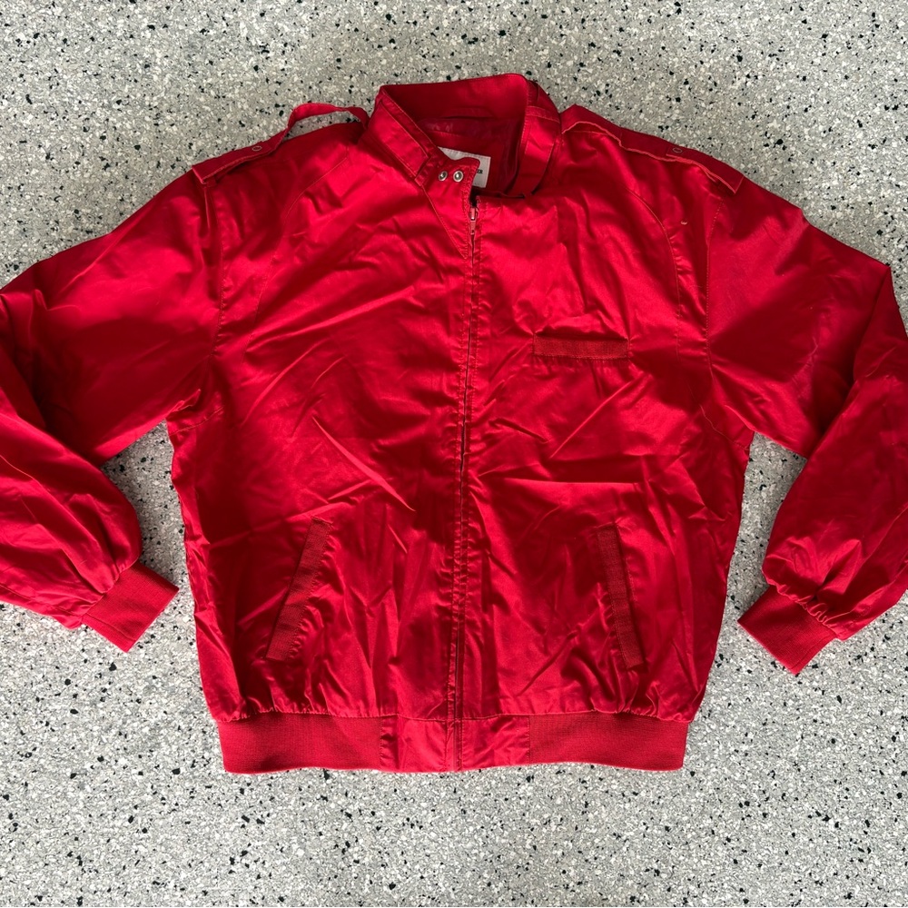 Vintage Red Men’s Windbreaker Full Zip Jacket - Classic Lightweight Style